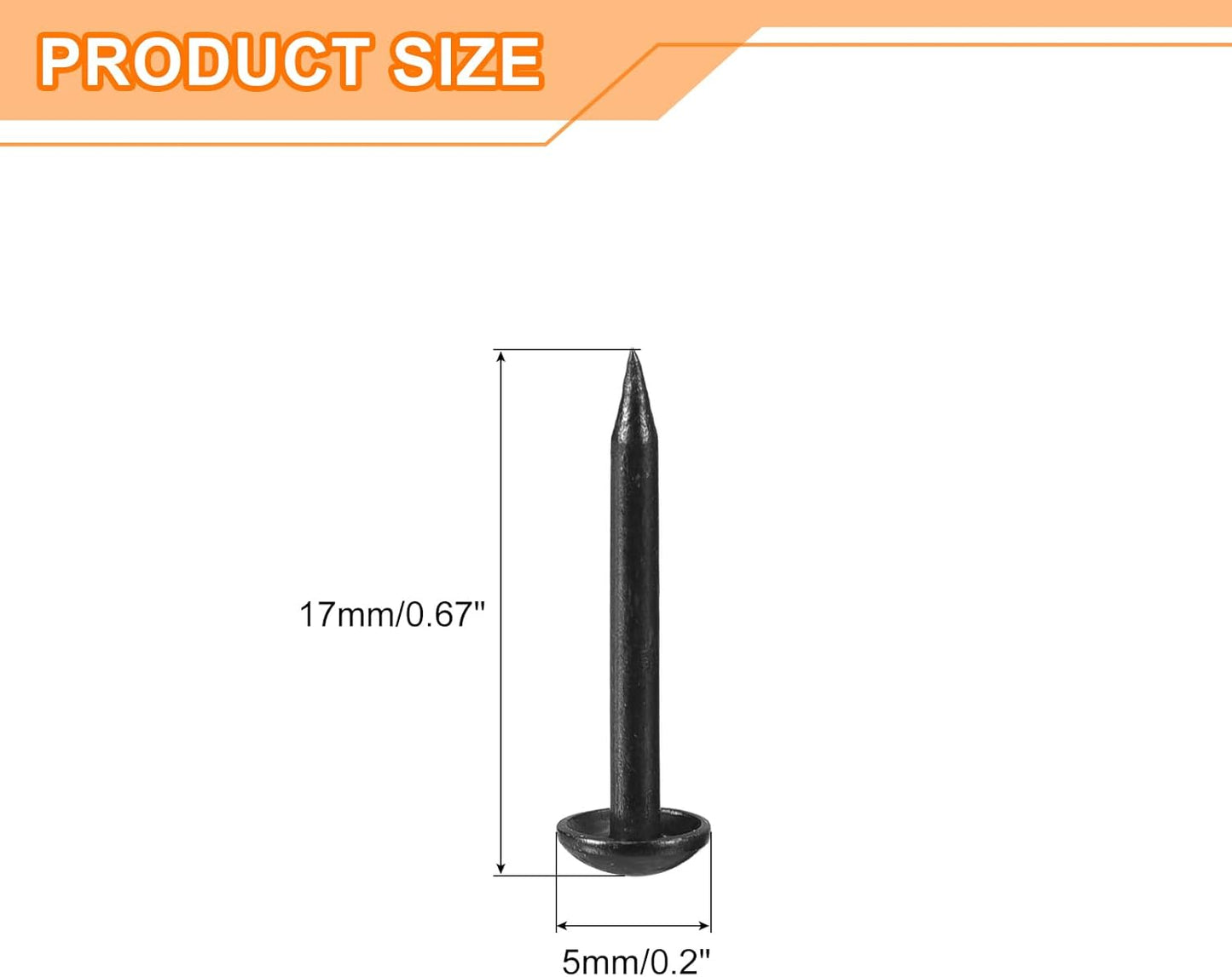 uxcell Upholstery Tacks Nail Pins Furniture, 100Pcs 5x17mm Thumb Tack Pins Assortment Kit Carbon Steel for Home Sofa DIY Decorative Nail Heads Nails, Black