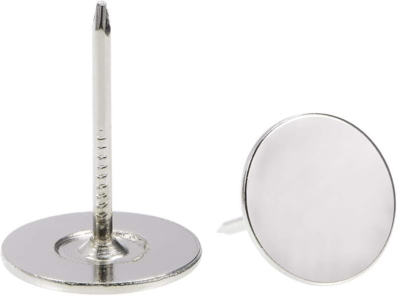 uxcell Upholstery Nails Tacks 19mmx25mm Flat Head Furniture Nails Silver Tone for Furniture Sofa Headboards, 100 Pcs