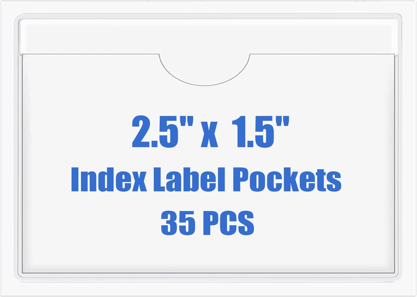 Origin-Joy 35 PCS Self Adhesive Index Card Pockets with Top Open, Clear Plastic Label Holder for Cards of Note, Library and Business, Adhesive Label Pockets & Card Holder (2.5 x 1.5 inch)