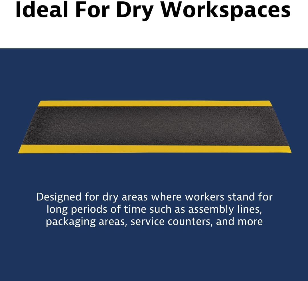 Notrax 411 Sof-Tred™ 3' x 12' x 9/16" Anti Fatigue Mat, Enhanced Slip Resistance with Beveled Edges and Pebbled Surface, Ideal for Industrial and Commercial Workplaces, Black/Yellow, 411S4312BY