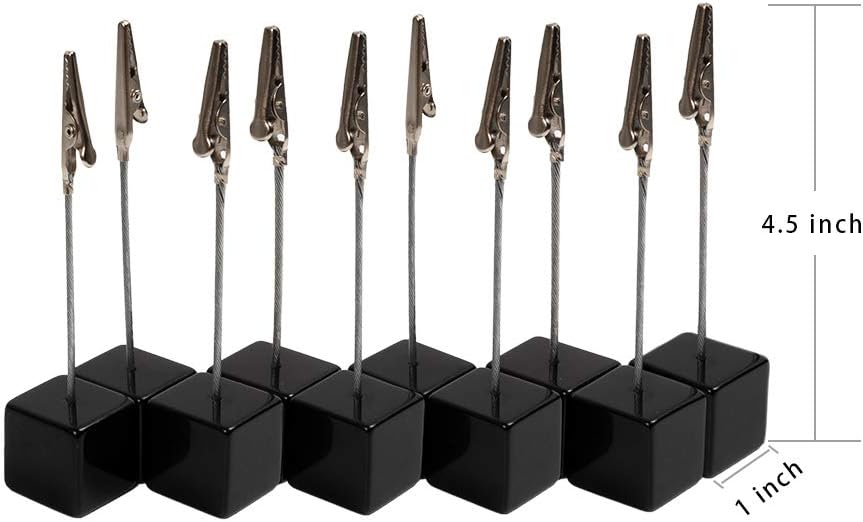 10pcs Table Number Holder Name Place Card Holder Memo Clip Holder Stand Note Holder Pictures Card Paper Menu Clip (Black)