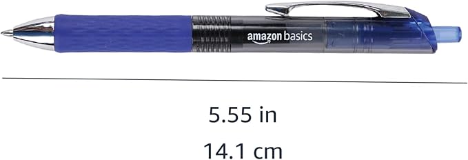 Amazon Basics Gel Pens Fine Point Smooth Writing Pens, Retractable, Blue, 0.7mm, 12 Pack
