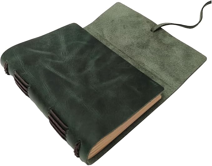 Green Notebook Journal - Nice Genuine Leather Journaling for write A5 Size Diary 6.2x8.5 Inch,Notepad For Women,Man,Vintage,Gifts,Work,Traveler,Personal, Dark Green