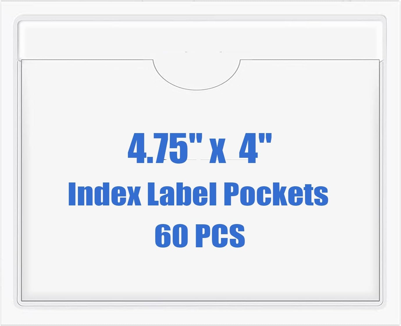 Origin-Joy 60 PCS Self Adhesive Index Card Pockets with Top Open, Clear Plastic Label Holder for Cards of Note, Library and Business, Adhesive Label Pockets & Card Holder (4.75 x 4 inch)