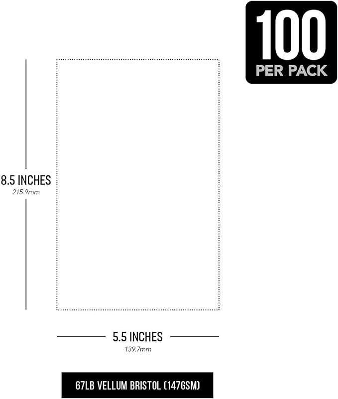 Half Letter Size, 8.5" x 5.5" Pastel Color Cardstock Paper for Arts and Crafts, Scrapbooking, Stationery Printing | Medium Weight 67lb Vellum Bristol (147gsm) Card Stock | 100 Sheets per Pack | Green