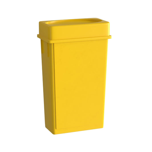 23 Gallon Yellow Slim Jim Trash Can with Drop Shot Lid