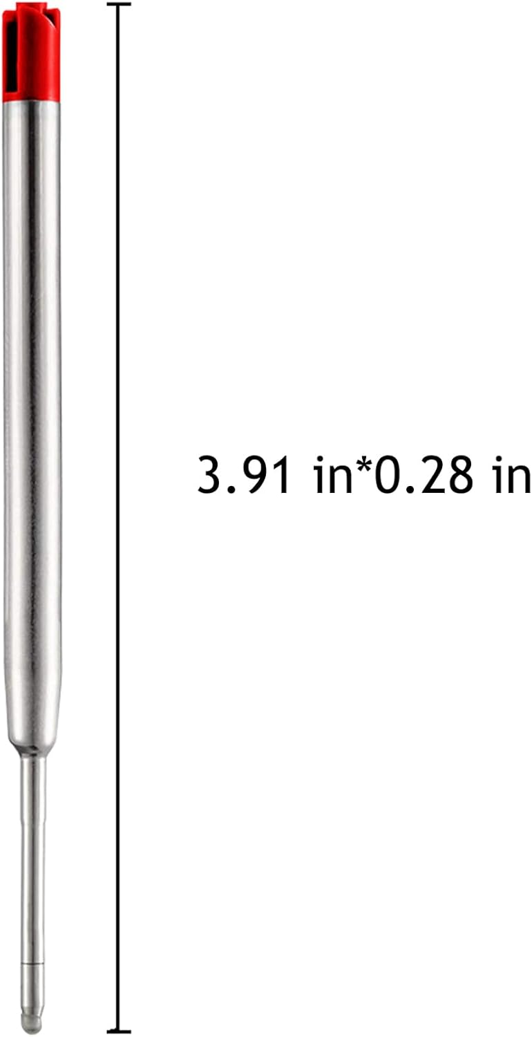 HeTaoCat Red Ink Refill Pack of 5, Replaceable Ballpoint Pen Refills, Medium Point Metal Refil (Red)