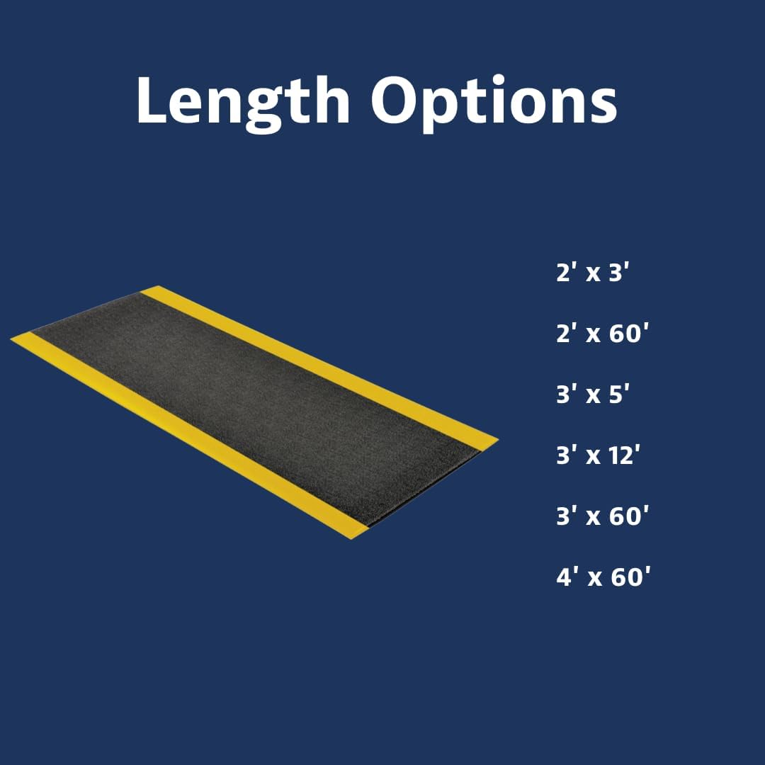 Notrax 411 Sof-Tred™ 3' x 5' x 9/16" Anti Fatigue Mat, Enhanced Slip Resistance with Beveled Edges and Pebbled Surface, Ideal for Industrial and Commercial Workplaces, Black/Yellow, 411S0435BY