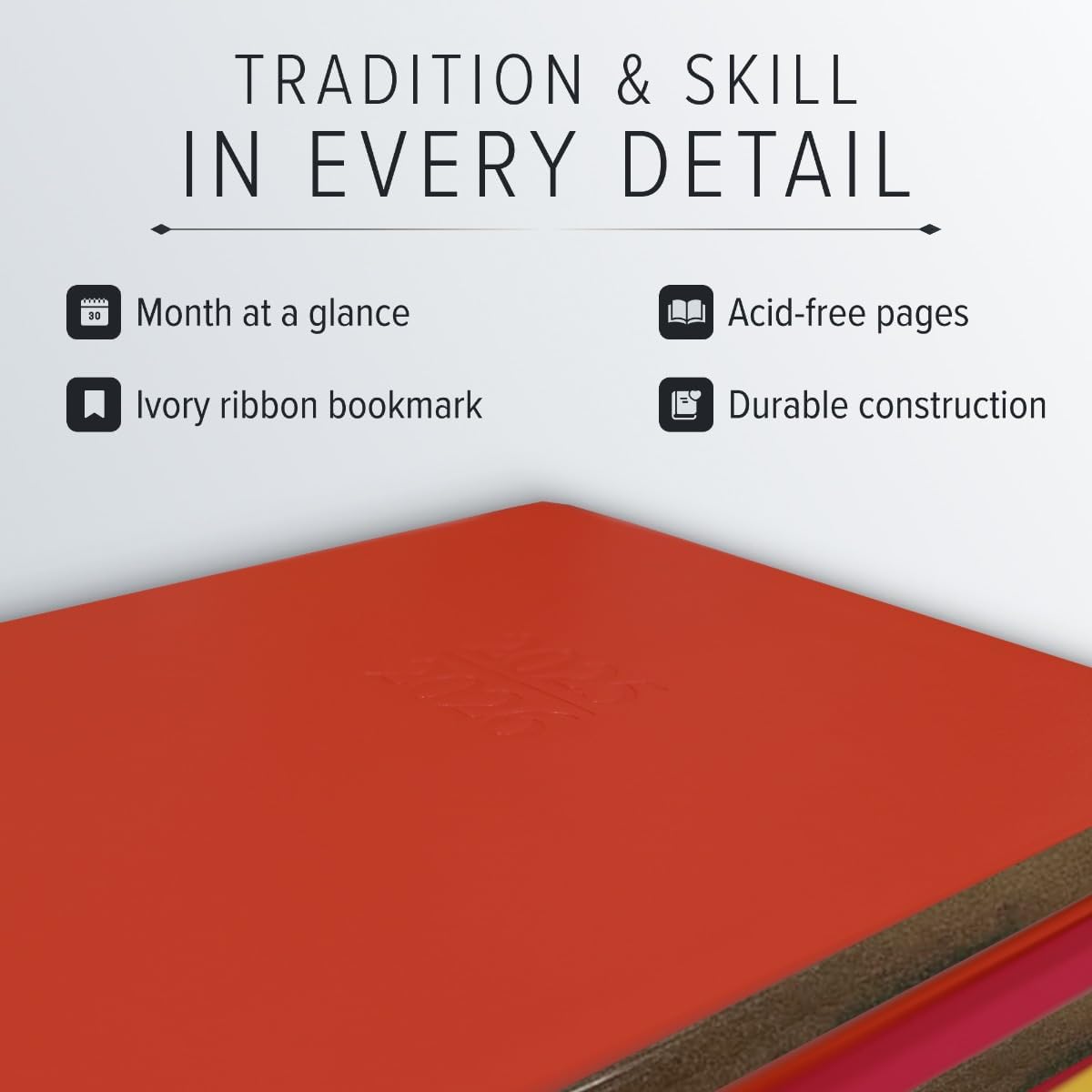 Gallery Leather Academic Planner 2025-2026, Teacher and Student Weekly Monthly Planner, Elegantly Bound Calendar with Gold-Gilded Page Edges, 18 Months - Acadia Cactus - 9x7"