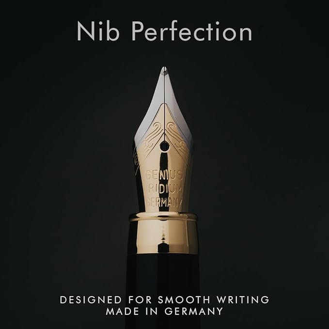 Wordsworth & Black Fountain Pen Set, Luxury Bamboo Wood - Medium Nib, Gift Case; Includes 6 Ink Cartridges, Ink Refill Converter -Journaling, Calligraphy; Drawing, Smooth Writing [Cherry Wood]