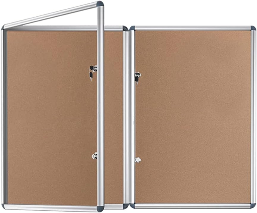 VIZ-PRO Tamperproof Lockable Cork Noticeboard Class 1 Aluminium Framed 48x36 Inches, Pack of 2