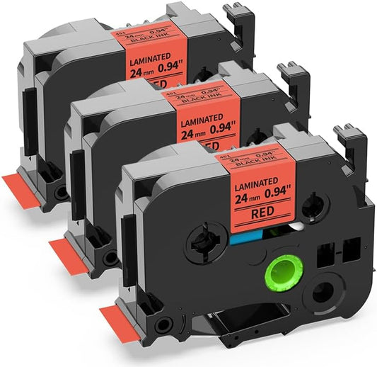 Label KINGDOM 24mm Red Label Tape Replacement for Brother TZe-451 TZe451 1 Inch Black on Red TZ Tape 24mm 0.94 Compatible with Brother P Touch for PTD600 PTP710BT PTP700 PT2730, 3-Pack