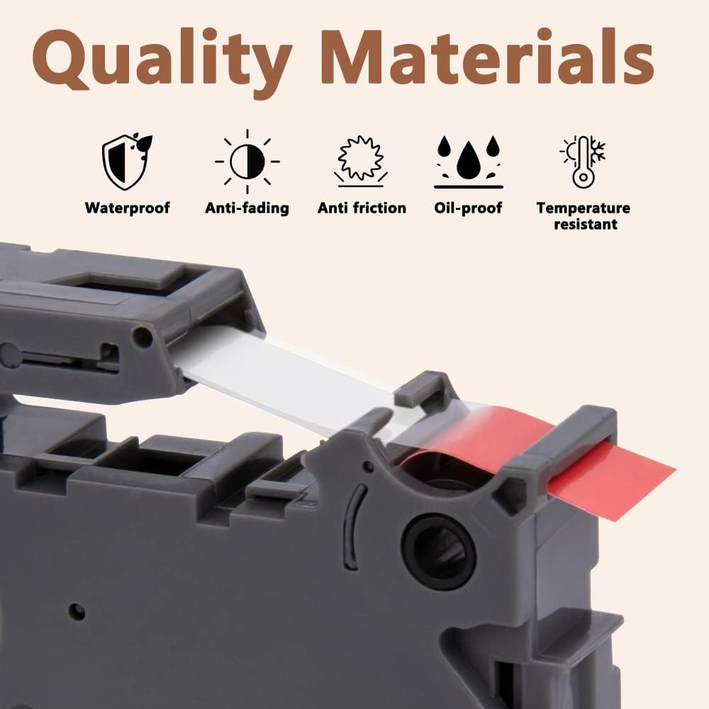 Hehua Tze Tz Tape 12mm 0.47 Laminated Red Compatible for Brother P-Touch TZe-435 TZe435 TZ-435 TZ435 Tape for Ptouch PT D210 D200 D220 D610, 1/2'' x 26.2ft White on Red, 3 Pack