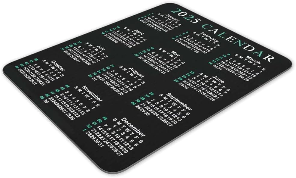 Calendar Mouse pad, 2025 Calendar Vertical Edition Natural Rubber Quality Creative Gaming Mouse Pad Rectangle Mouse Personalized Desk Mouse Pad 9.5 inch x 7.9 inch