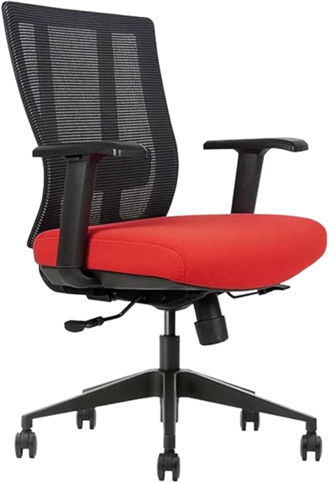 Bitchair Ergonomic Mesh Conference Room Chair - Adjustable Lumbar Support Computer Desk Chair Height Adjustable Arms - Seat Depth Adjustable Executive Office Chair - Black (Red) (Pack of 1)