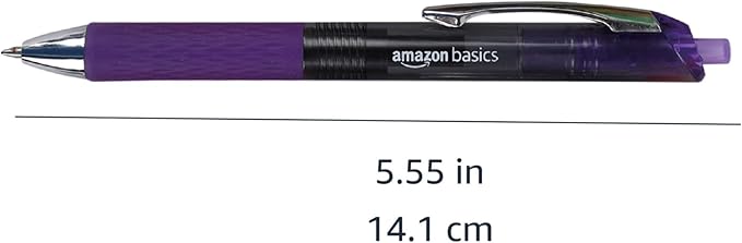 Amazon Basics Gel Pens Fine Point Smooth Writing Pens, Retractable, Assorted, 0.7mm, 12 Pack