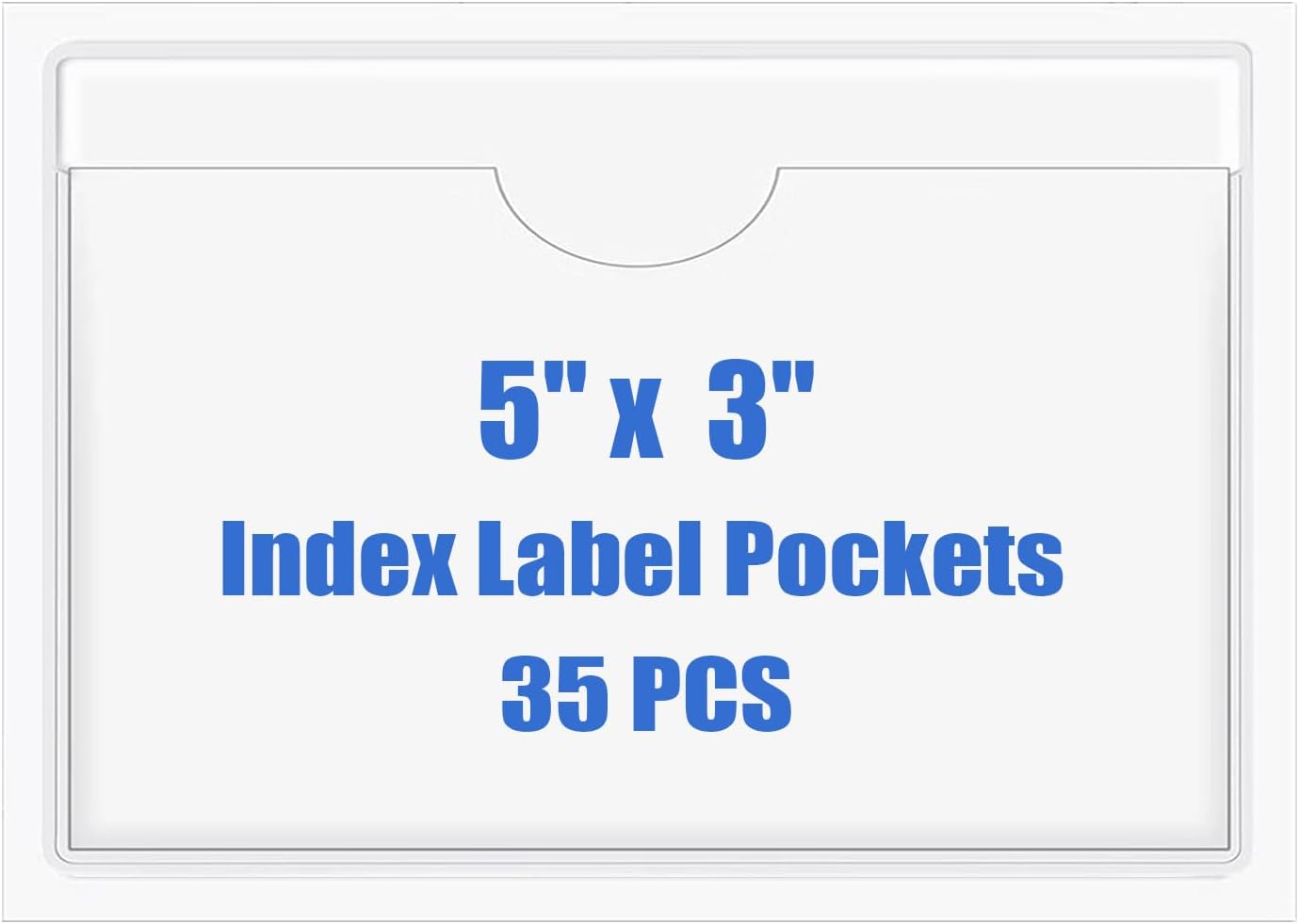 Origin-Joy 35 PCS Self Adhesive Index Card Pockets with Top Open, Clear Plastic Label Holder for Notes, Library and Business, Adhesive Label Pockets & Holder (5 x 3 inch)