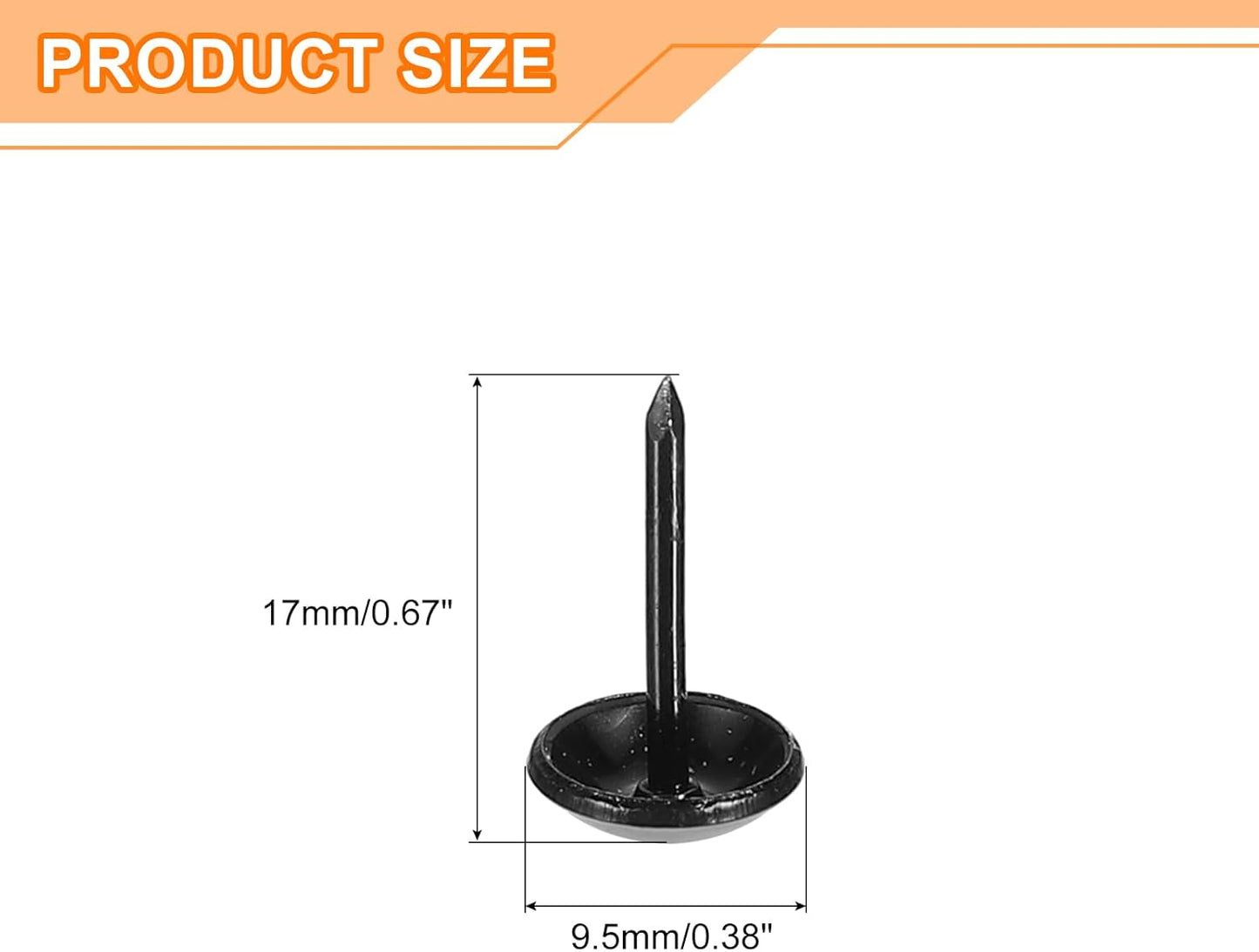 uxcell Upholstery Tacks Nail Pins Furniture, 250Pcs 9.5x17mm Thumb Tack Pins Assortment Kit Carbon Steel for Home Sofa DIY Decorative Nail Heads Nails, Black