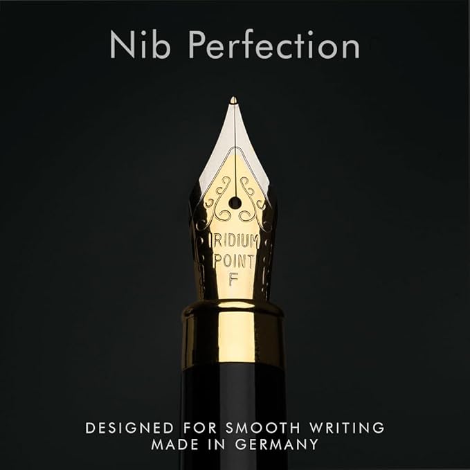 Wordsworth & Black Fountain Pen Set, Luxury Bamboo Wood - Fine Nib, Gift Case; Includes 6 Ink Cartridges, Ink Refill Converter -Journaling, Calligraphy; Drawing, Smooth Writing [Brown Wood]