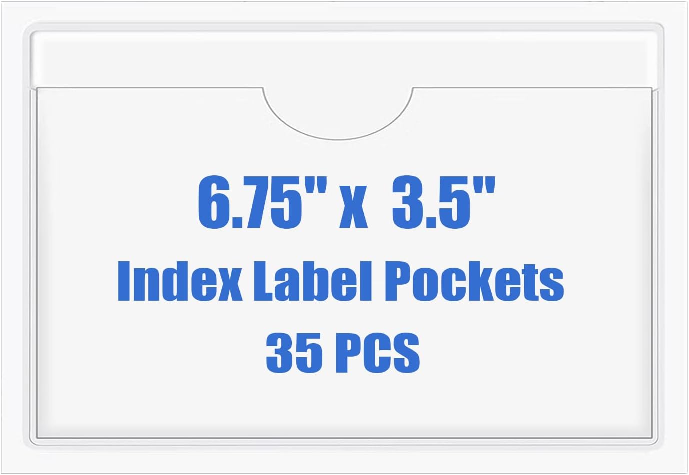 Origin-Joy 35 PCS Self Adhesive Index Card Pockets with Top Open, Clear Plastic Label Holder for Notes, Library and Business, Adhesive Pockets & Card Holder (6.75 x 3.5 inch)