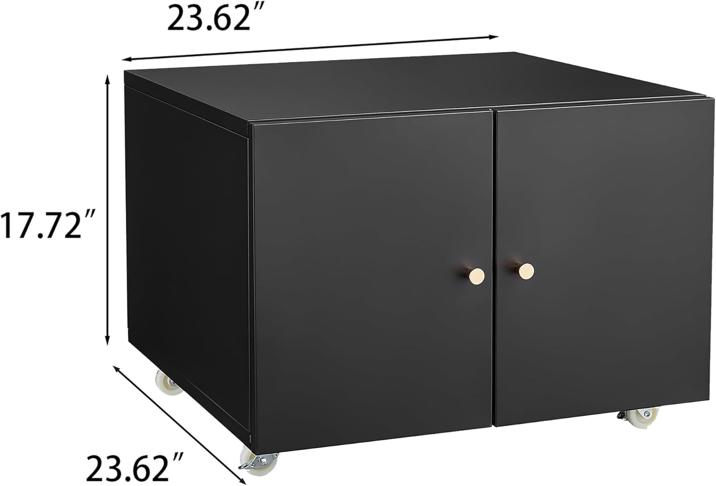 Metal Printer Stand with Storage, Large Black Printer Cabinet with Wheels and Adjustable Shelf for Home Office, Heavy Duty Printer Table