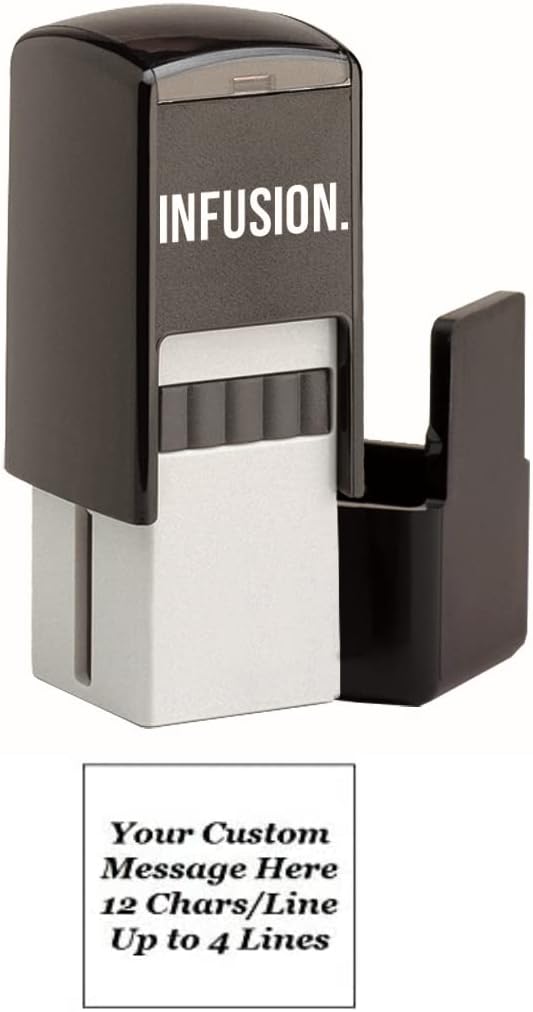 Infusion Self-Inking Custom Rubber Stamp (Personal or Business Use) - Choose from 16 Colors (13/16" x 13/16")