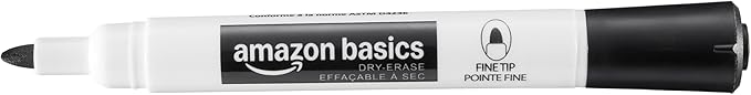 Amazon Basics Low-Odor Dry Erase Whiteboard Markers, Chisel Tip, Black, 36 Count