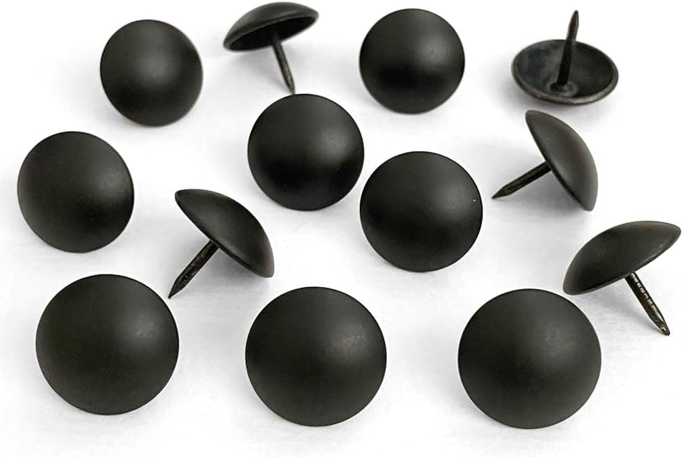 Let's Decorate 100PCS D19mm/0.75" Matt Black Upholstery Tacks, Decorative Tacks for Sofa Couch, Furniture Metal Thumb Tacks, Home DIY Decorative Nail Heads Nails (19mmx17mm Matt Black)