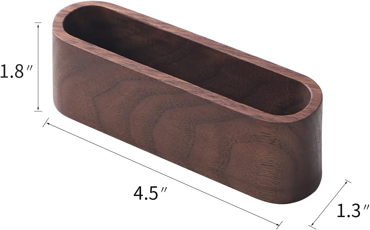 muso wood Business Card Holder for Desk Wooden Display Business Card Stand for Office Tabletop 4 Pack (Walnut)