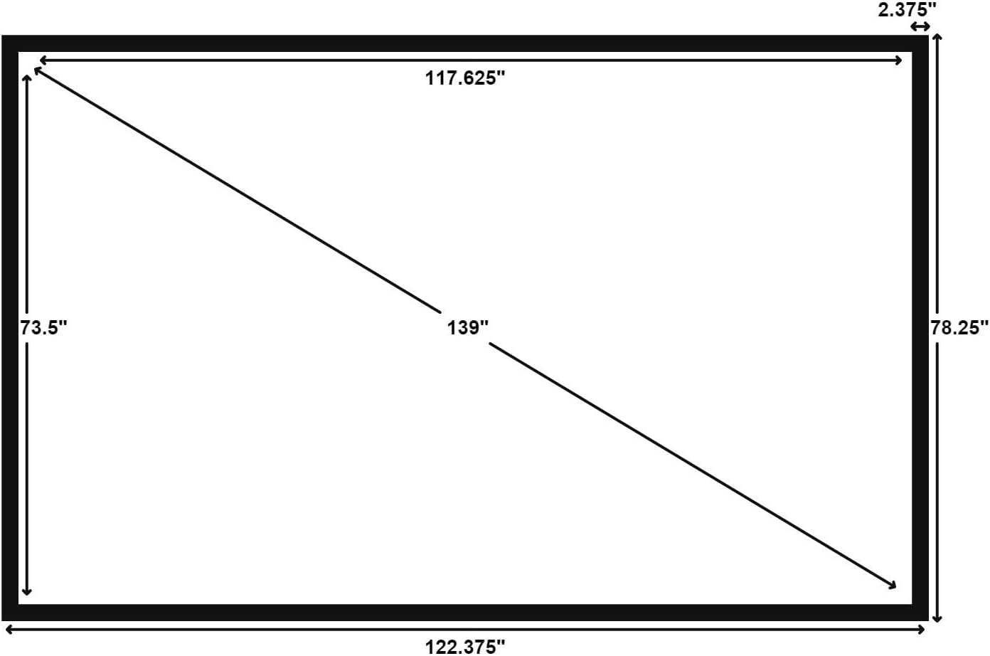 Silver Ticket Products STR Series 6 Piece Home Theater Fixed Frame 4K / 8K Ultra HD, HDTV, HDR & Active 3D Movie Projection Screen, 16:10 Format, 139" Diagonal, White Material STR-1610139