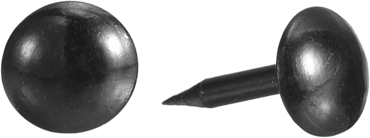 uxcell Upholstery Tacks Nail Pins Furniture, 100Pcs 7x13mm Thumb Tack Pins Assortment Kit Carbon Steel for Home Sofa DIY Decorative Nail Heads Nails, Black