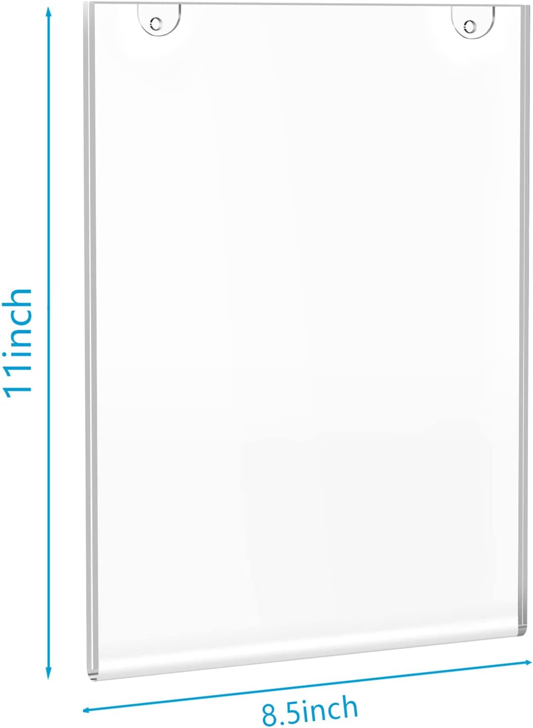 PecMuikee Acrylic Sign Holder 8.5x11, Wall Mount Acrylic Sign Holder and Plastic Paper Display Ad Frame bonus with 3M Tape and Mounting Screws for Restaurants, Office, Market, Library, Store, 2 Pcs