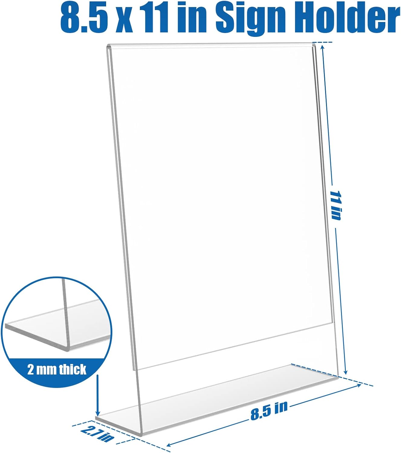 12-pack Acrylic Sign Holder 8.5*11 Standing, Clear Plastic Sign Stand Tabletop Dispaly for Menu, Flyer, Brochure, Picture, Used in Restaurants, Offices, Store and Home, Vendor Booth, School