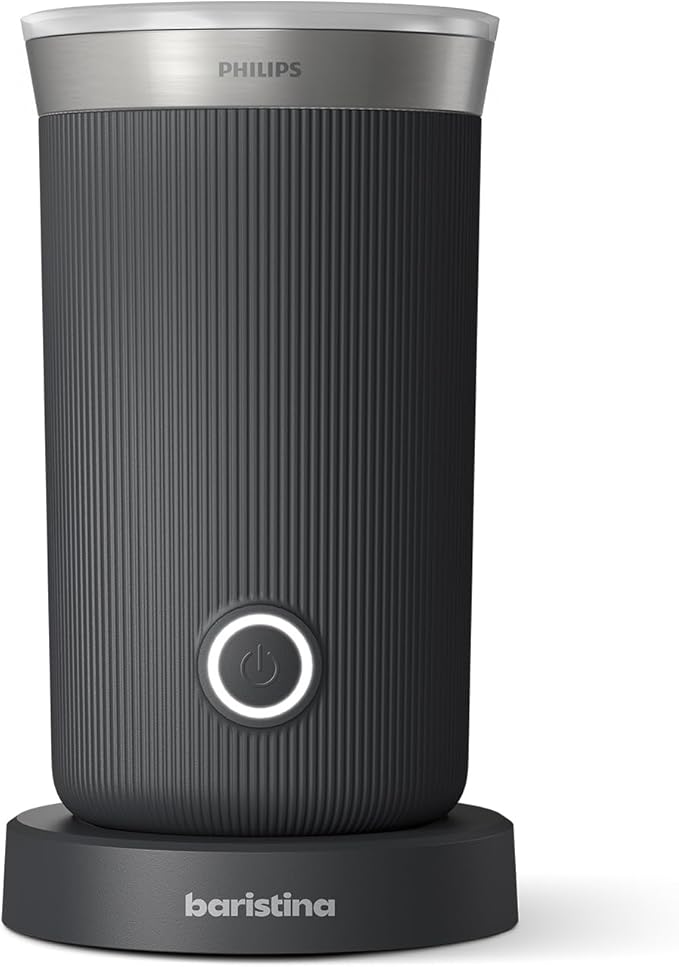 Philips Baristina Milk Frother - Foam Milk Perfectly. Hot and Cold. Dairy and Non-Dairy. Easy to Clean. for Philips Baristina Espresso Machines. Black (BAR311/60)