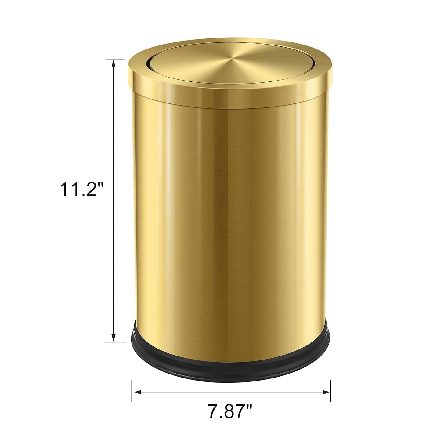 Stainless Steel Gold Trash can with Flipping Lid 2.4gallon Fingerprint-Proof Garbage cans Wastebasket Bin for Kitchen bothroom Living Room (Gold, 2.6 Gallon)