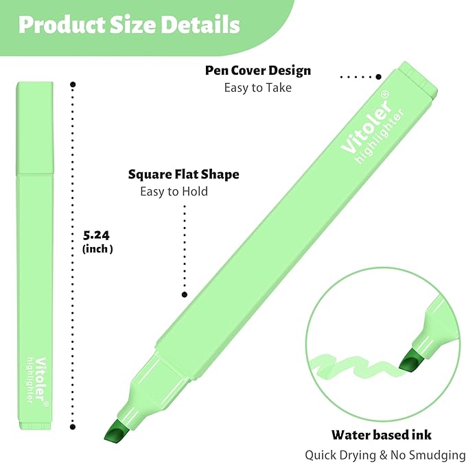 Aesthetic Highlighters,12pcs Chisel Tip Highlighter, Pastel Candy Colors, Cute Assorted Colors Highlighter, Bible Highlighters and Pens No Bleed for Bible Pages