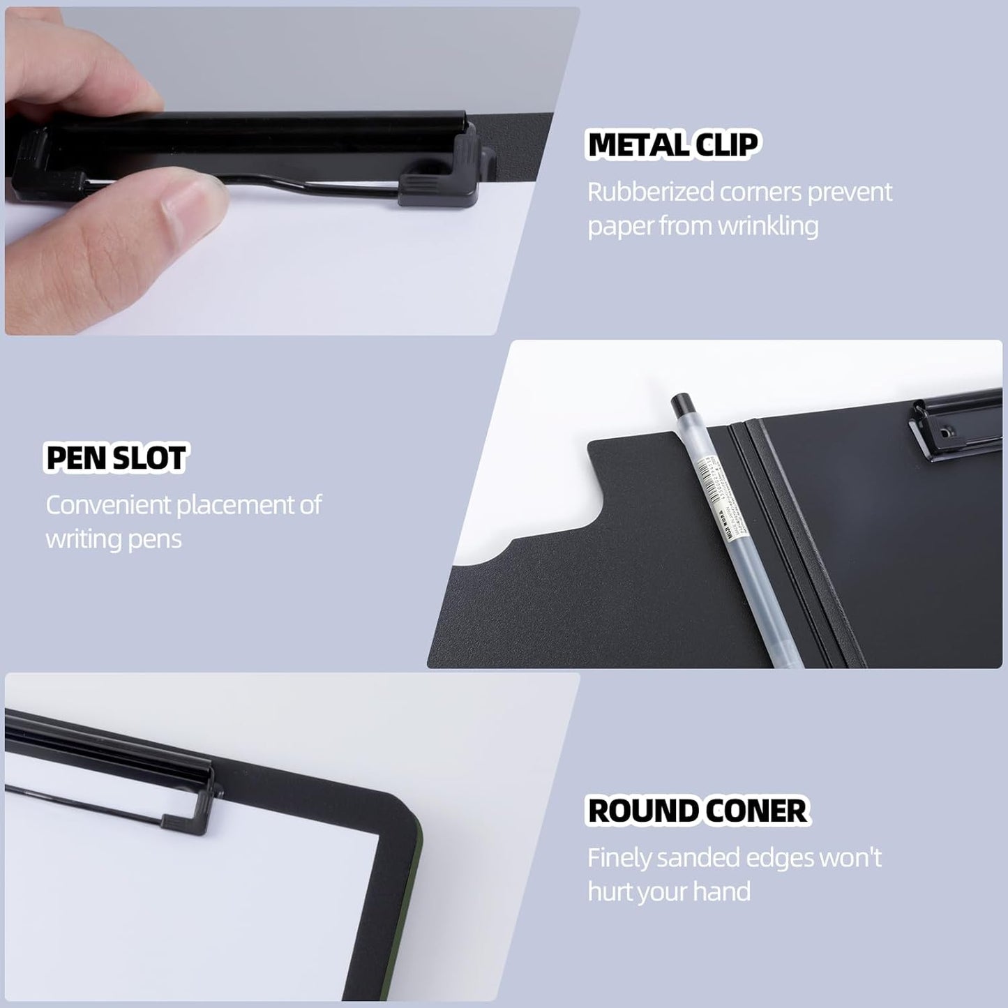 Clipboard Folder, 5 Pack A4 Foldable Clipboard with Horizontal and Vertical Double Metal Clips, 360 Degree Foldable Binder Clipboards with Pen Holder, File Cover Folder Clipboards, Green