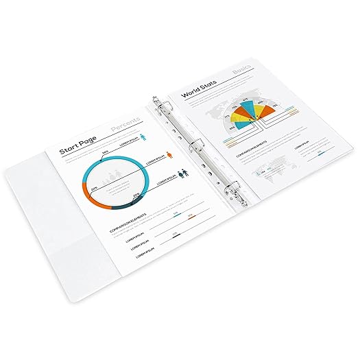 Amazon Basics 3 Ring Binder with Durable 1 Inch D-Ring and Clear Overlay for Storage and Organization, Pack of 4, White