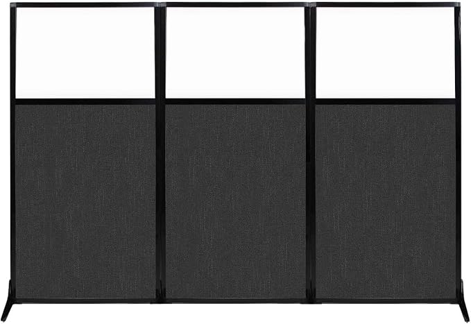 Versare Workstation Partition | Portable Wall Divider | Modern Office Cubicle | Free Standing Privacy Screen | Flexible Work Space | 99" x 70" W/Window, Black Fabric Panels