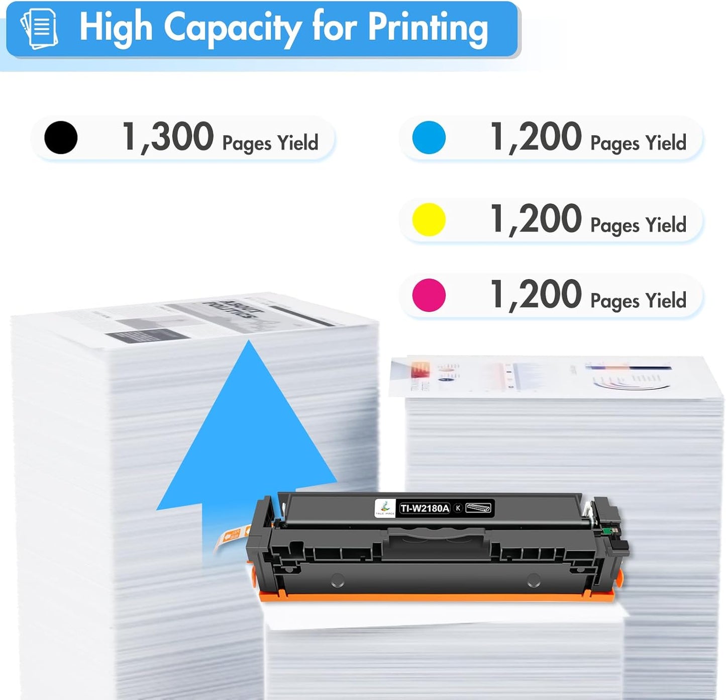 218A 218X Toner Cartridges 4 Pack with Chip 3301fdw 3201dw Compatible Replacement for HP 218A 218X Color Laserjet Pro MFP 3301cdw 3301sdw 3201dw Printer High Yield Ink Set W2180A W2180X (B/C/Y/M)