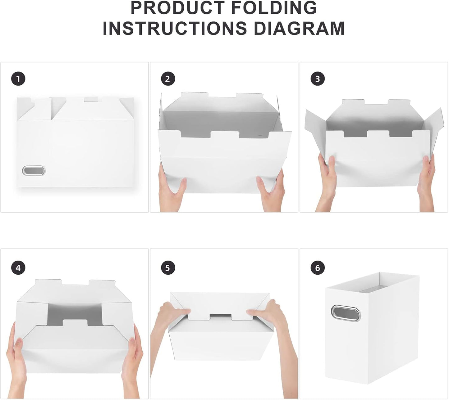 Oterri File Organizer, 8 Packs Small Storage Box, Cardboard File Folder Organizer, Collapsible File Box for Hanging File Folders Letter Size, Portable Filing Organizer with Handle (White