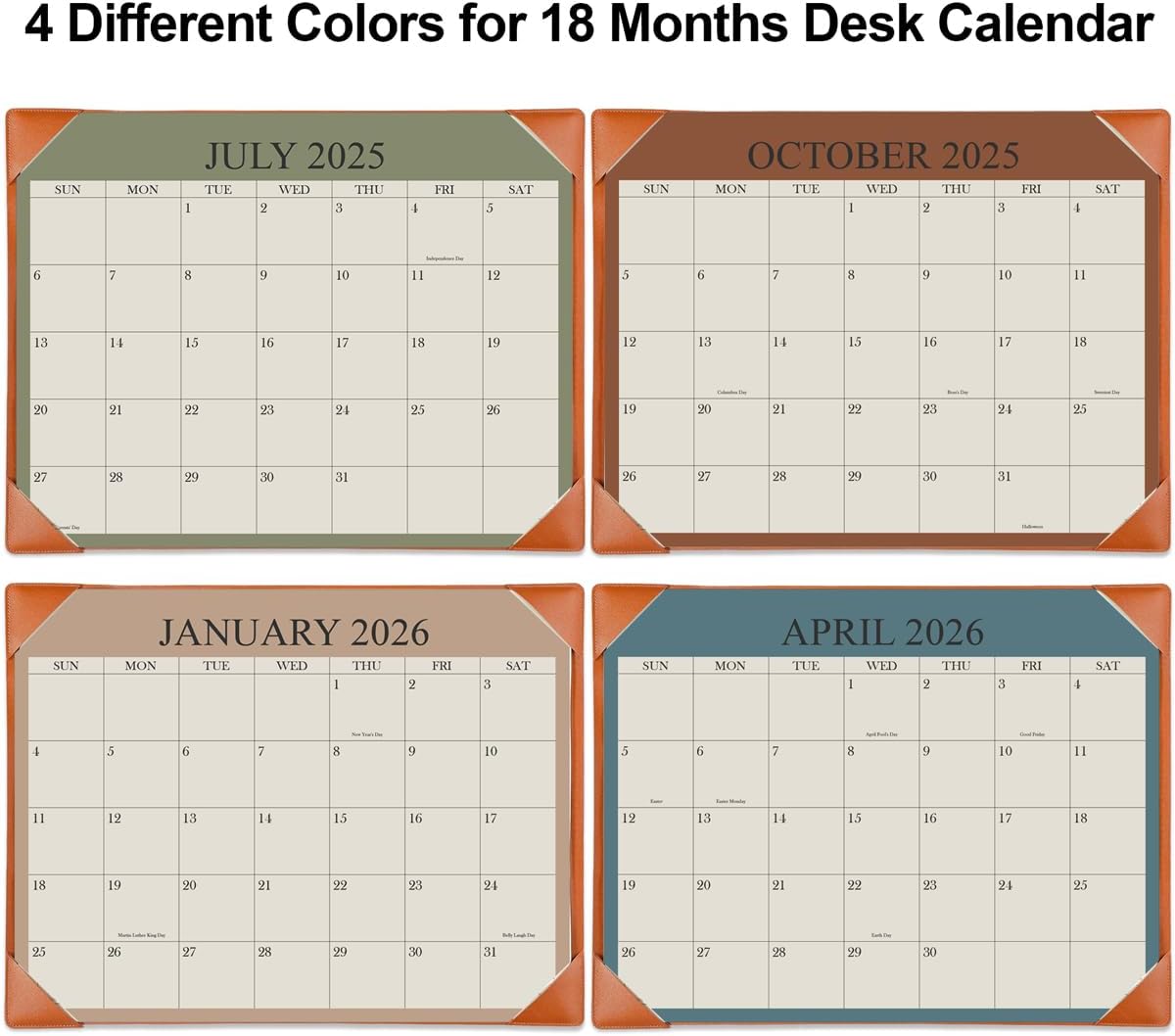 Desk Calendar 2025-2026 with Desktop Mat, 18 Month Small Desk Pad Calendar from July 2025 to December 2026, 8.5" x 11" Desk Pad Calendar 2025-2026 for Home, School Office, Brown