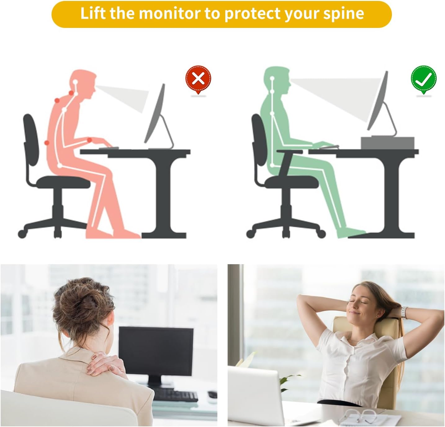 gianotter Desk Organizers and Accessories, Monitor Stand with Drawer and 2 Pen Holder, Desktop Organizer Suitable for Offices and Dormitories (Gold)