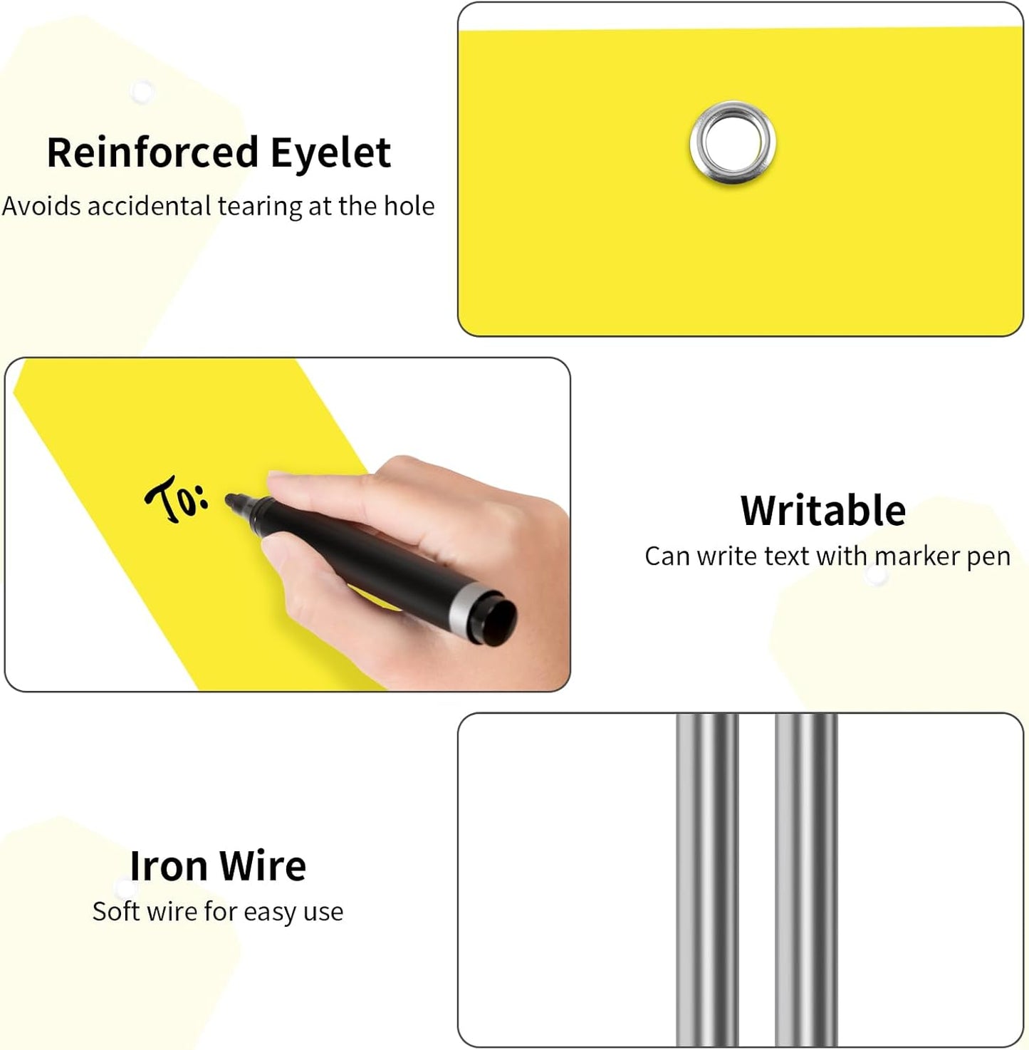 1000 Pieces 4 3/4" x 2 3/8" Plastic Shipping Tags Yellow Labeling Tags Writable Hang Tags with Reinforcement Hole Waterproof Luggage Tags for Equipment Car Parts Without Wires