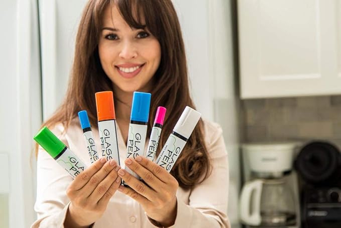 Glass Pen Window Marker: Liquid Chalk Pens for Glass, Whiteboard Markers with Washable Paint - Graduation, Car Windows, Mirror Pen, Storefront, Wedding, Parade, Party & Holiday (Blue, Jumbo Tip)