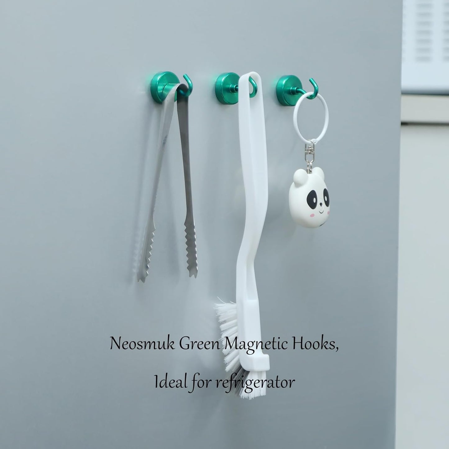 Neosmuk Magnetic Hooks Heavy Duty,Strong Magnet with Hook for Fridge, Super Neodymium Extra Strength Industrial Hooks for Hanging, Magnetic Hanger for Toolbox, Cruise, Grill(Green,4 Pack)