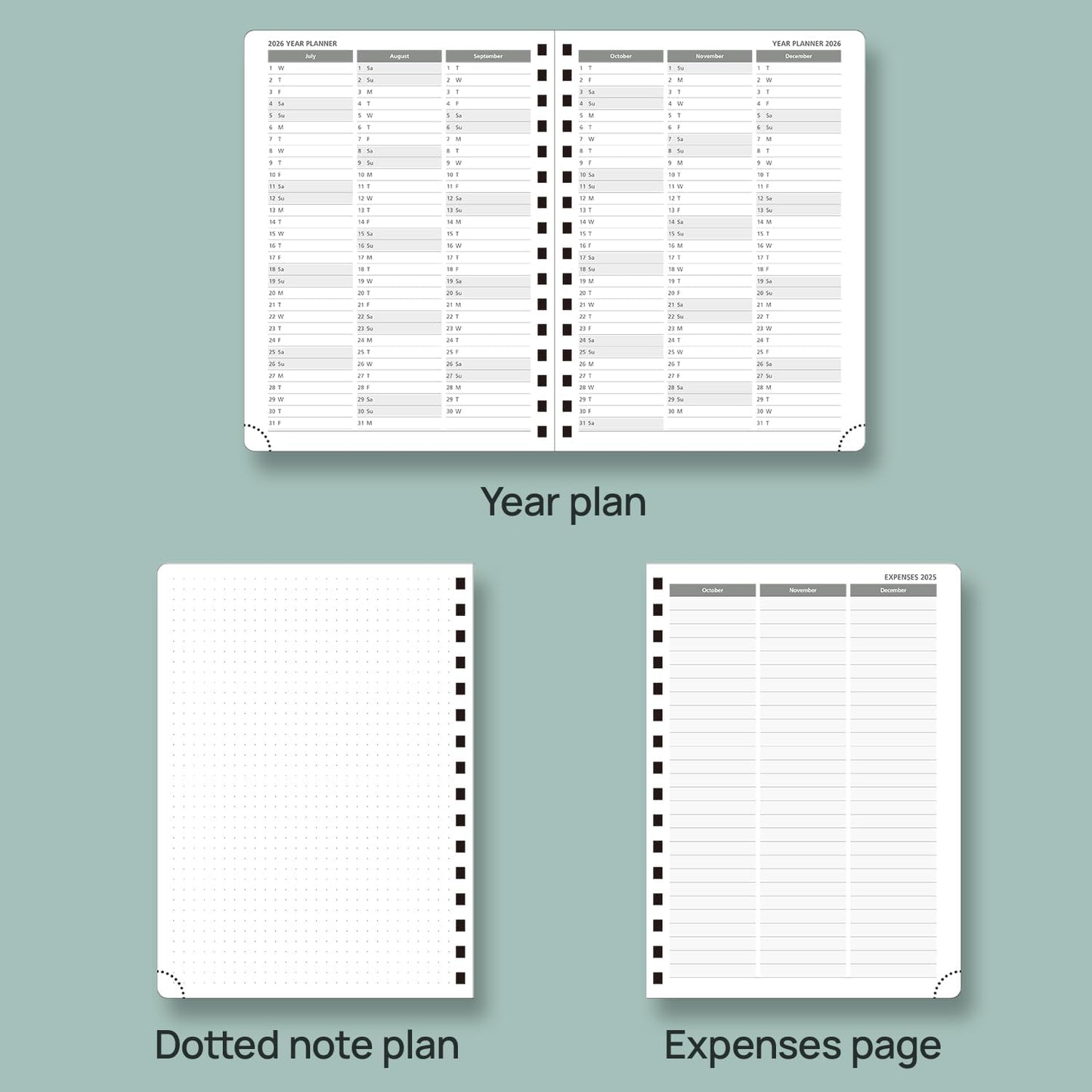 POPRUN Academic Planner 2025-2026 (July 2025-June 2026), Daily Weekly and Monthly Appointment Book (Wirebound Hard Cover - 6.25'' x 8.5'') with Hourly Time Slots, Tabs, 100 GSM - Black