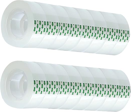 16 Rolls Transparent Tape Refills Rolls 3/4-Inch x 1000 inch, 1 inch Core, Clear Gift Wrapping Tape Refill Roll for Office, Home, School
