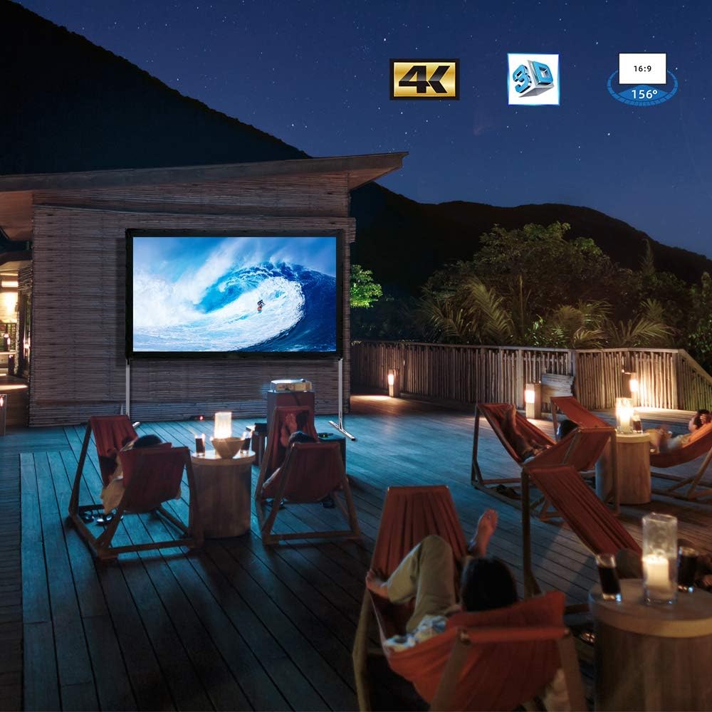 Projector Screen with Stand 144inch, SCREENPRO Portable Fast-Folding Movie Screen with (Max 20.7") Adjustable Leg and Carry Bag, 16:9 HD 4K Indoor/Outdoor Projector Screen for Home Theater