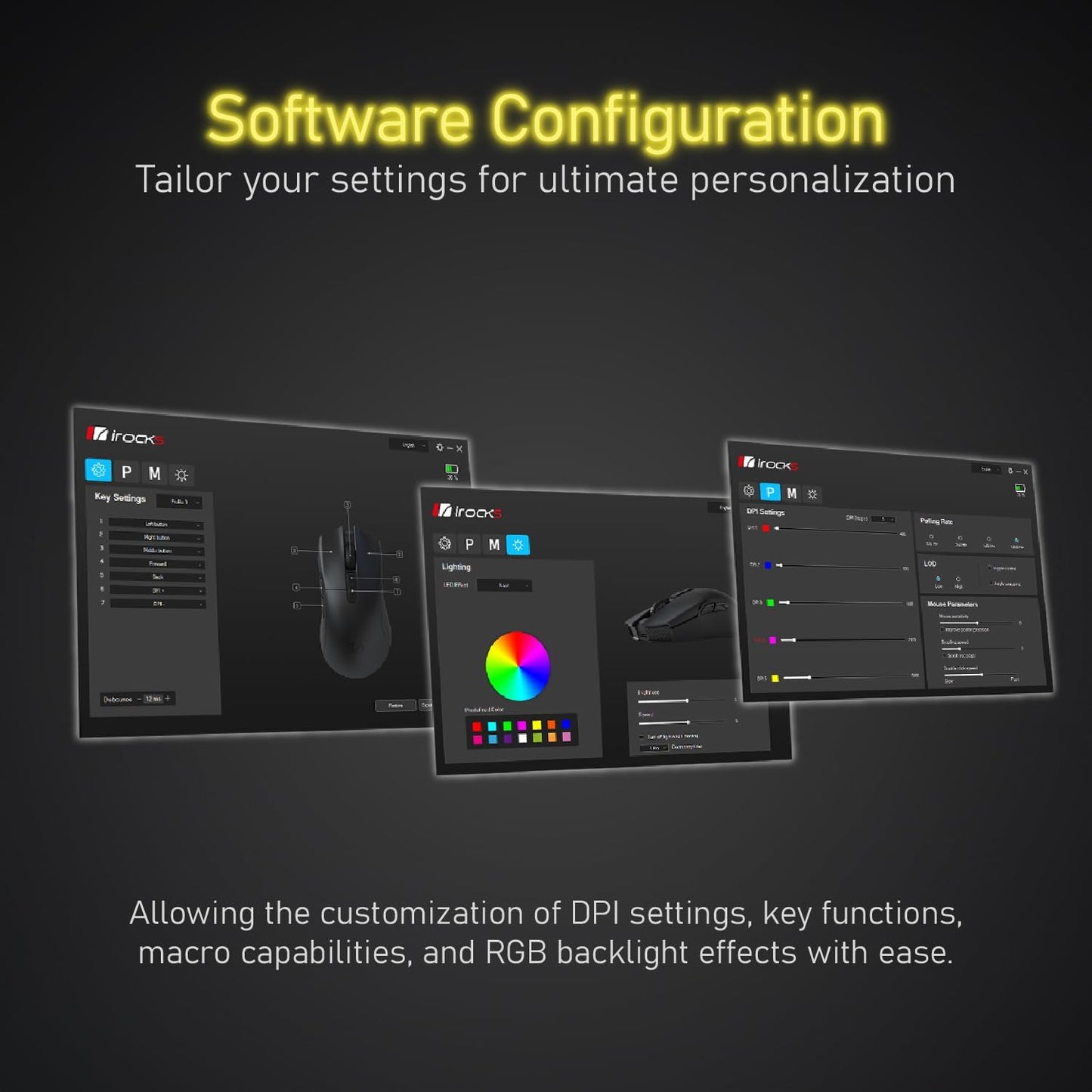 iRocks M31R Wireless Gaming Mouse, Triple Mode 2.4G/ Bluetooth/USB-C Detachable Cable Gaming Mouse, Kailh GM8.0 Switches, Advanced PixArt PAW3395 Optical Sensor, Up to 26,000 DPI - Lemon Yellow